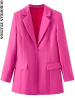 pailete women 2022 fashion single button blazer coat vintage long sleeve flap pockets female outerwear chic veste femme