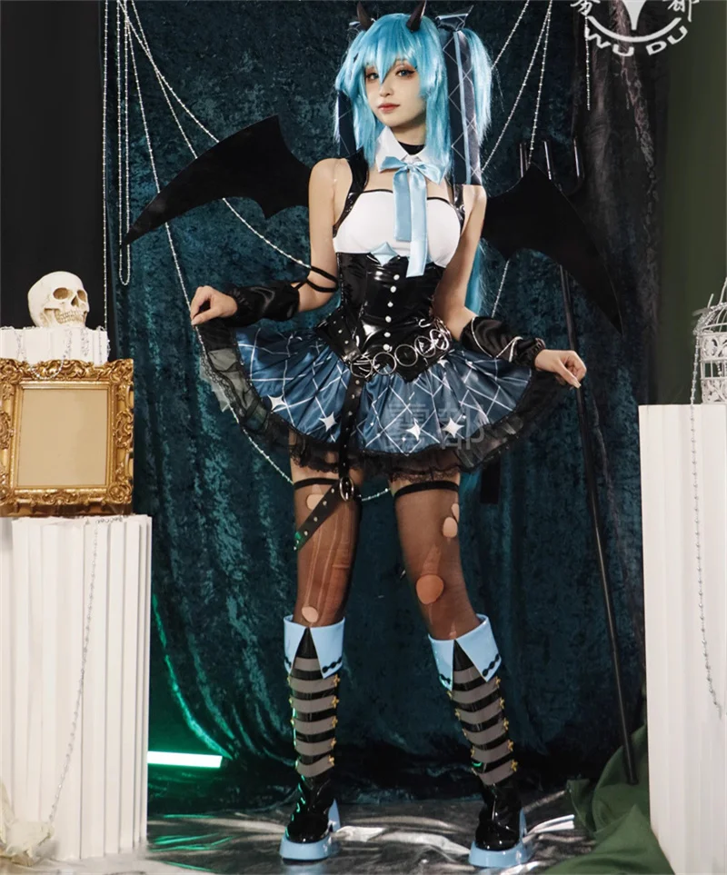 

Procyon Lotor MIKU косплей костюм W Wings униформа наряд парик Хэллоуин Рождество юбка Mikuku вампир одежда Miku