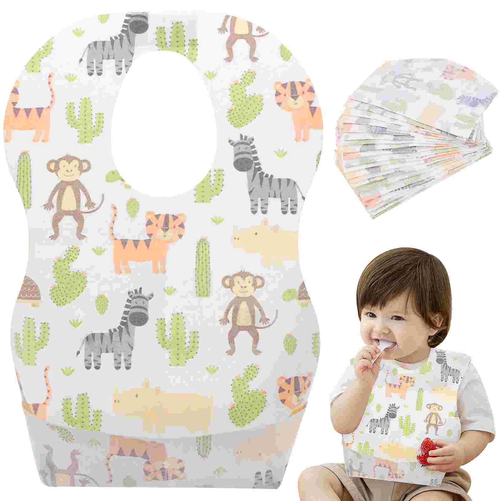 

20pcs Disposable Waterproof Bib Adjustable Tape Dining Bibs for Baby Newborn Infant (Random Pattern)