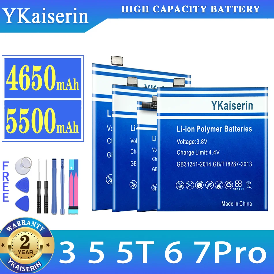 

YKaiserin Battery BLP613 BLP637 BLP657 BLP699 For One Plus 3 5 5T 6 7 Pro For OnePlus 1+ Replacement High Capacity