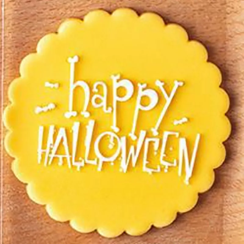 

Happy Halloween F New Flip Candy Biscuit Mold Holiday Blessing Cake Decoration Impression Round Novice Baking Tool