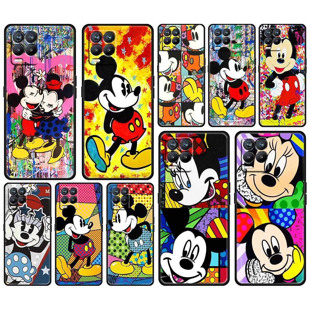 

Cartoon Color Mickey Case For OPPO GT Master Find X5 X3 Realme 9 8 6 C3 C21Y Pro Lite A53S A5 A9 2020 Black Phone Cover Coque