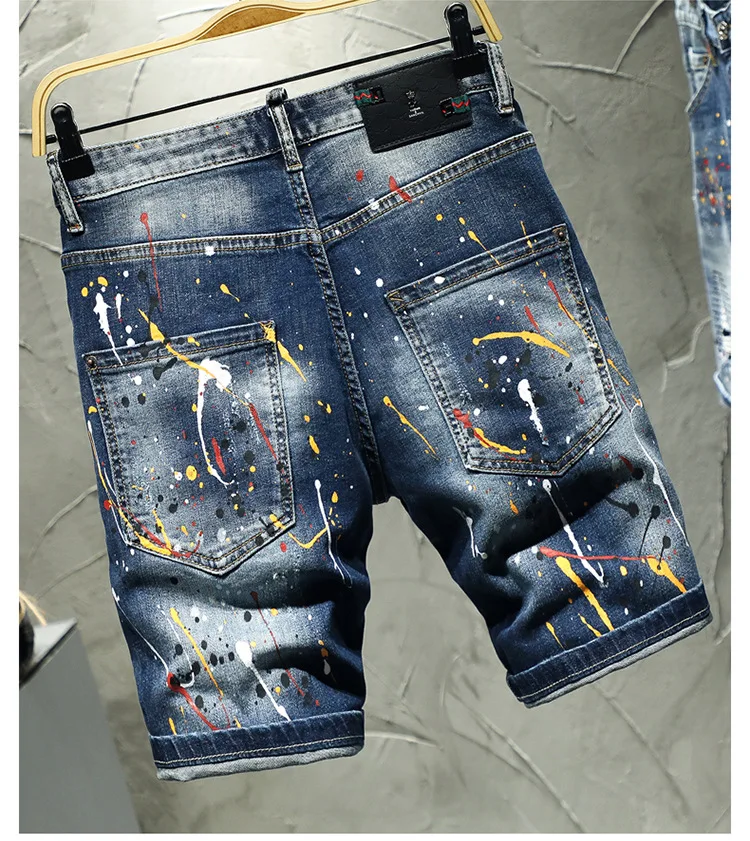 Holes Short Jeans Quality Male Stretch Fit Casual Jeans Streetwear Shorts Jeans