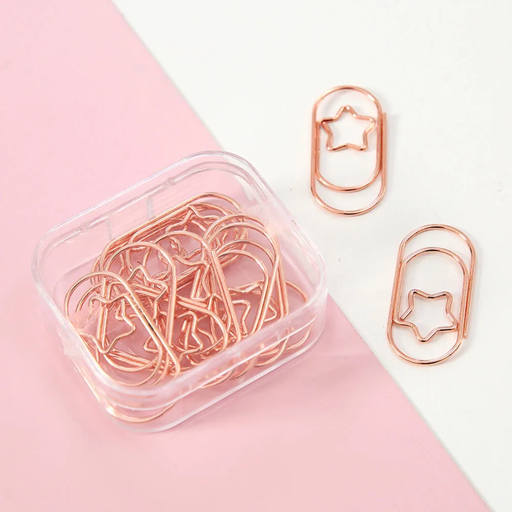 

12Pcs/Box Creative Metal Binder Clip Hollowed Out Design Paper Clips Office Hand Book Folder Organizer Stationery Bookmarks