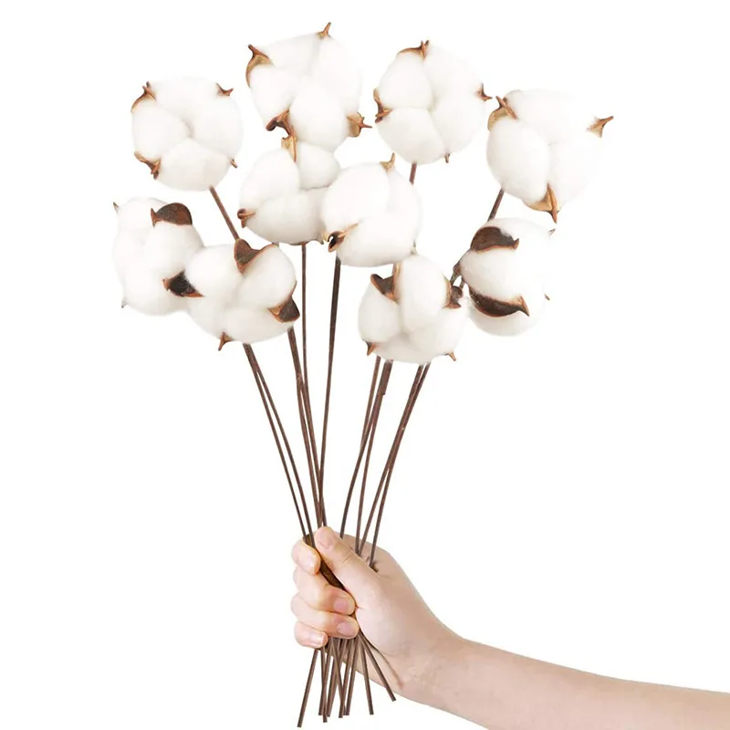 

Artificial Dried Cotton Flowers White Flower Branch for Wedding Party Decoration Fake Flower Home Flower Decor Eucalyptus Leaves