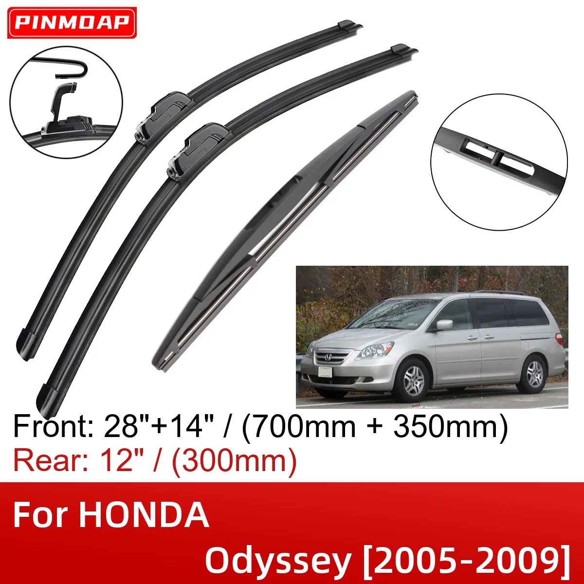 

Щетки стеклоочистителя Передние Задние для HONDA Odyssey 2005-2009 28 дюймов + 14 дюймов + 12 дюймов, аксессуары для резака 2005 2006 2007 2008 2009