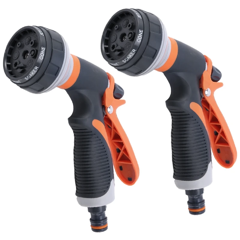 

2 Pack Garden Hose Nozzle, 8 Adjustable Hose - High Pressure Hand Sprayer For Watering Lawn, Car Washing, Pet Bathing, Sidewalk
