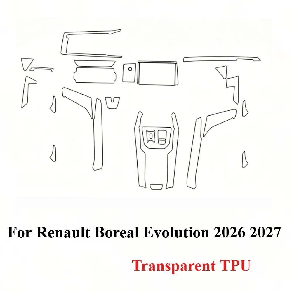Фото Защитная пленка PPF для Renault Boreal Evolution 2026-2027: матовая TPU пленка для ЖК-панели навигации, панели переключения передач и центральной консоли, автомобильные аксессуары №2