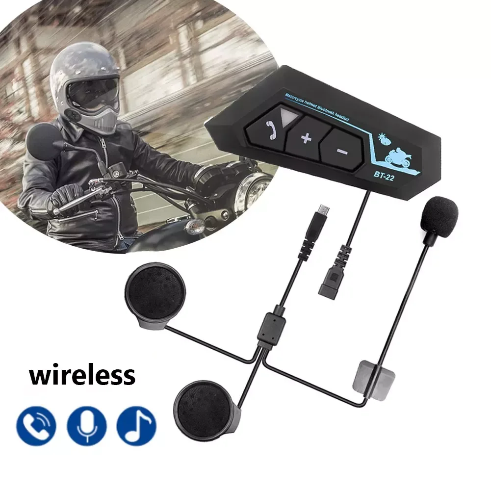 

NEW2023 Motorcycle Helmet Intercom Headset HIFI BT 5.0+EDR Waterproof Wireless Interphone support iOS Siri Android Voice Control