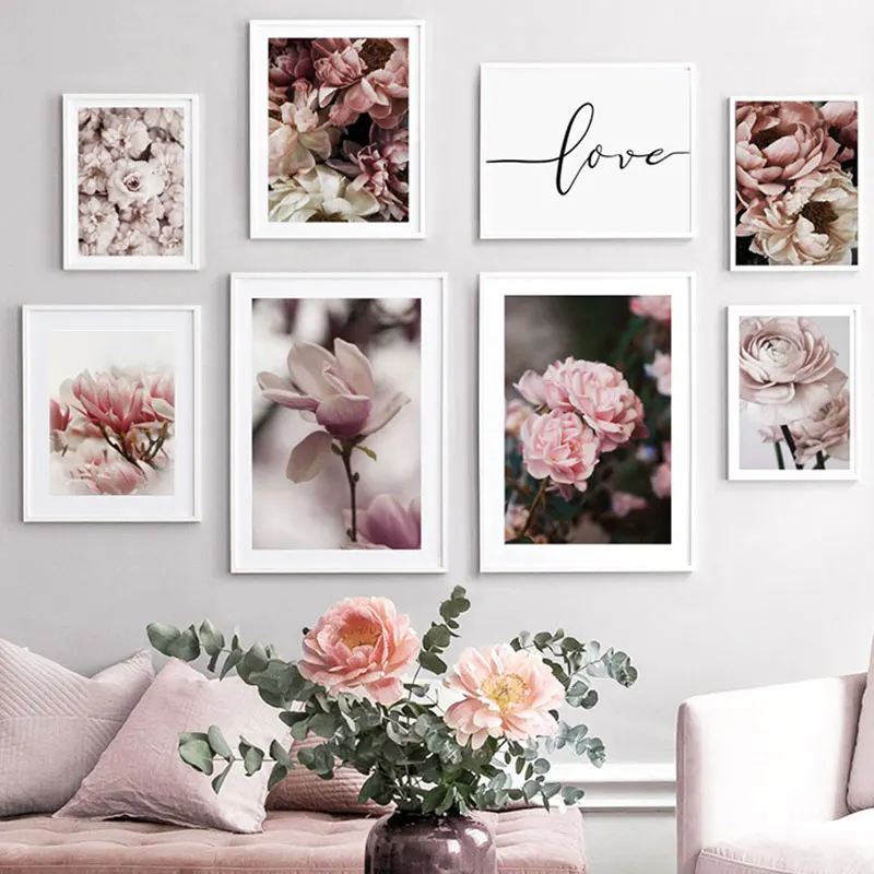 

Nordic Pink White Camellia Plant Flower Poster Prints Scandinavian Canvas Painting Living Girls Room Home Decor Wall Art Picture
