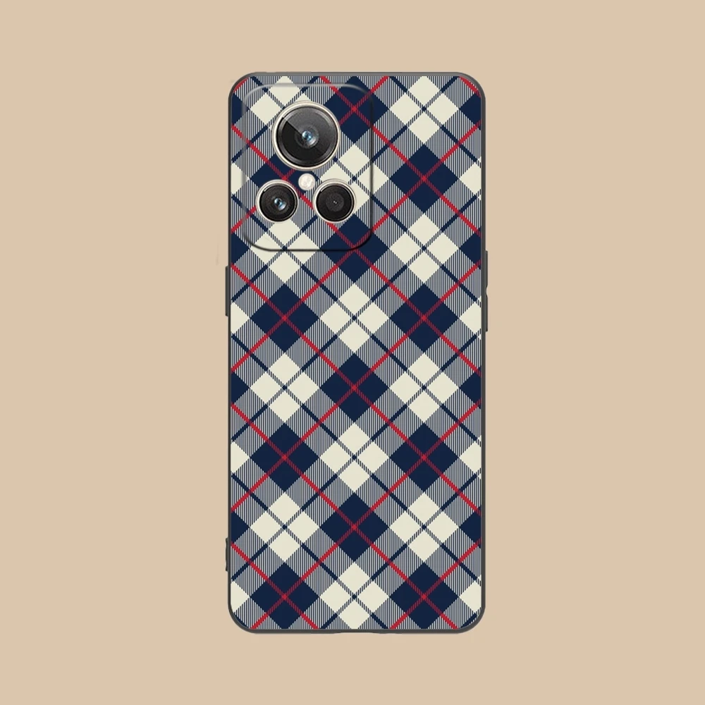 Lattice Grid Texture Mobile Cell Phone Case for Realme GT 2 9i 8i 7i Pro X50 X2 C35 C21 C20 C11 C3 Black Soft Cover Shell