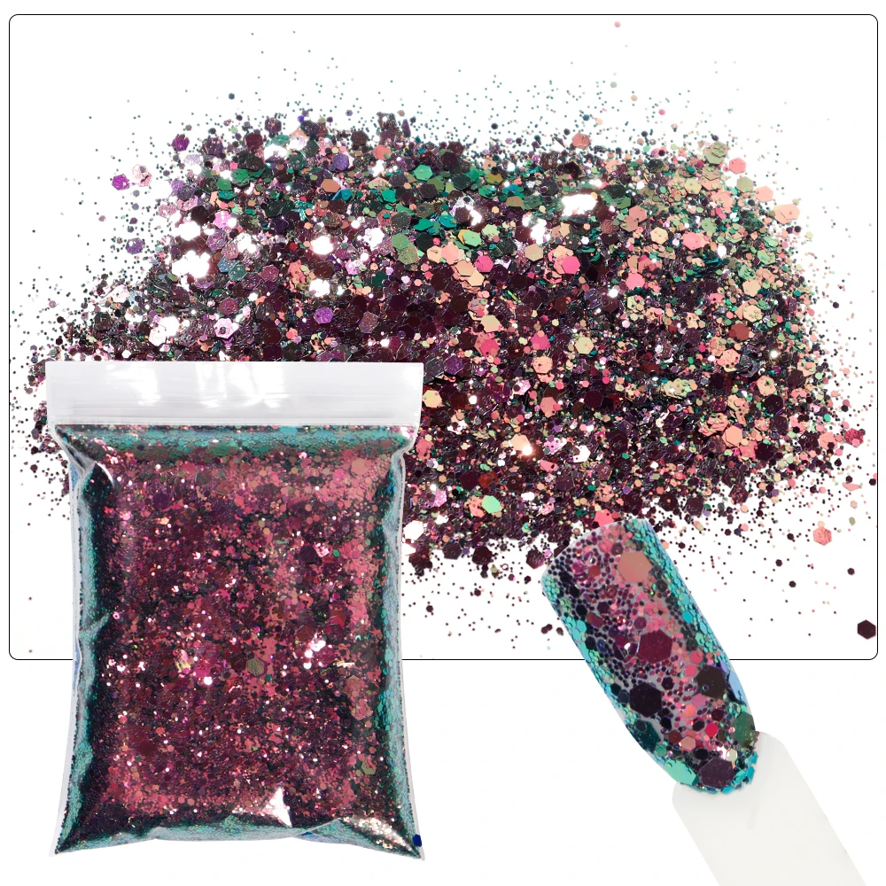 

50g/Bag 3D Holographic Chameleon Nail Art Glitter Mixed Hexagon Shiny Nail Glitter Craft Sequins DIY Manicure Sparkly Flakes &7