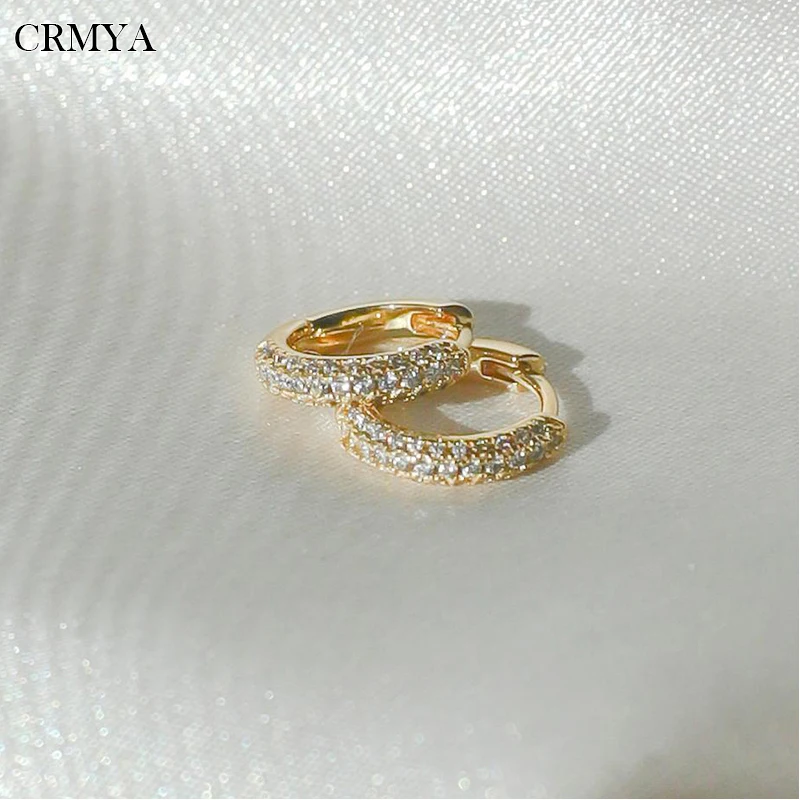 

CRMYA Gold Plated Hoop Earrings for Women Luxury CZ Zircon Piercing Circle Stud Earrings 2022 Wedding Jewelry Wholesale