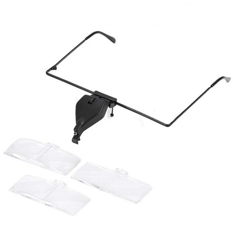 

Headhold Magnifier Magnifying Glass Reading Eye Repair Magnifier LED Light With 1.5/2.5/3.5 Glasses Loupe Optical Lens