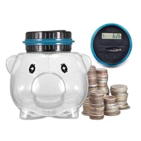 electronic digital lcd counting coin piggy bank for usd euro money saving jar home transparent high quality coins storage box