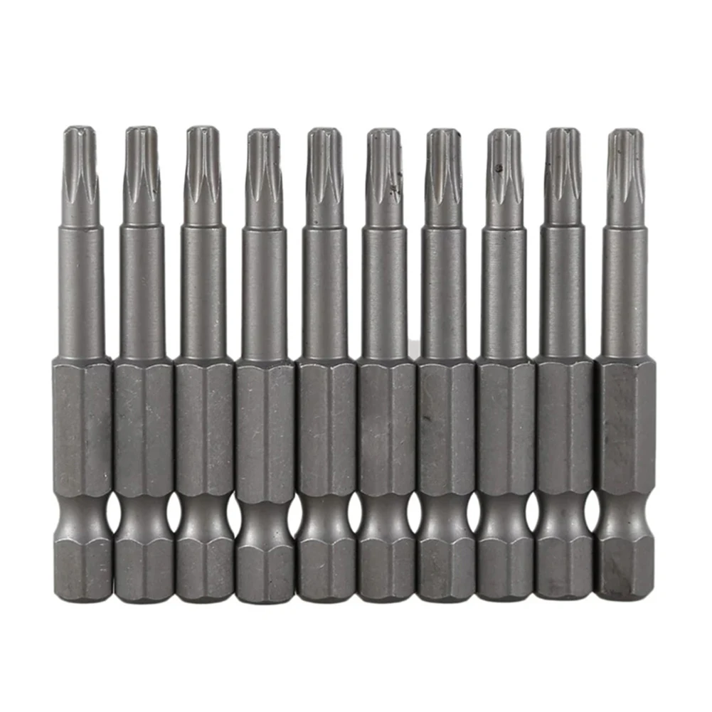 

10 Pcs Torx Screwdriver Bit Alloy Steel 50mm Long Torx Screwdriver Bit 6.35mm Hexagon Handle T25 Professional Hand Tools
