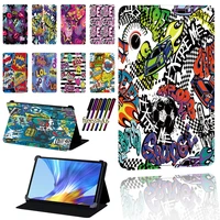 tablet case for huawei matepad 10 410 8pro 10 8t8honor v6 tablet leather foldable protective cover graffiti art print