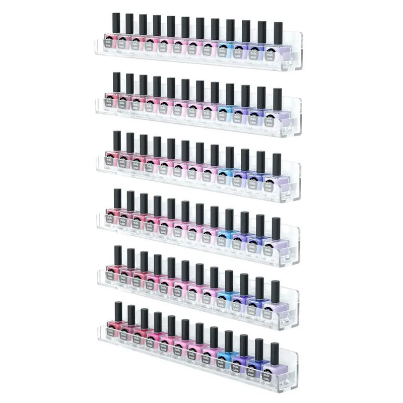 6 Layer Nail Polish Display Rack Transparent Acrylic Storage Holder Nail Art Tools Lipstick Organizer Wall-mounted Shelf