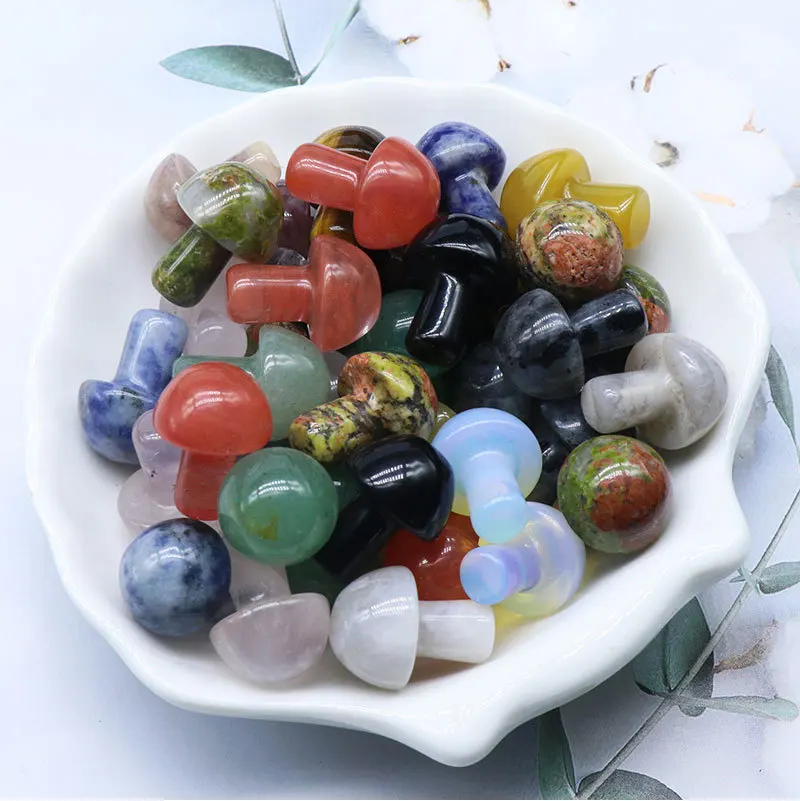 

1pcs 2cm Mushroom Statue Natural Stones Carved Decoration Quartz Hand Polished Healing Crystal Reiki Trinket Gift Room Ornament