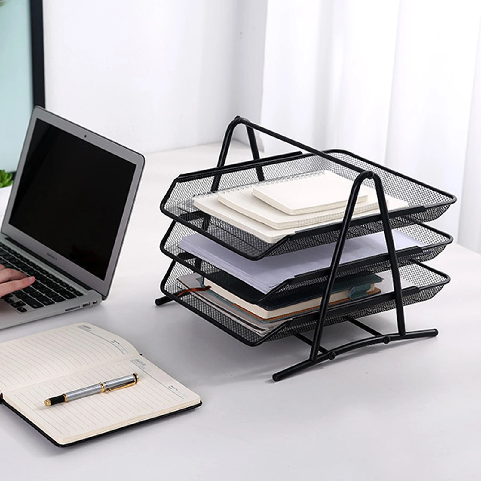 

Paper Tray 3 Tier Office Desktop Document Letter Tray Folder Organizer