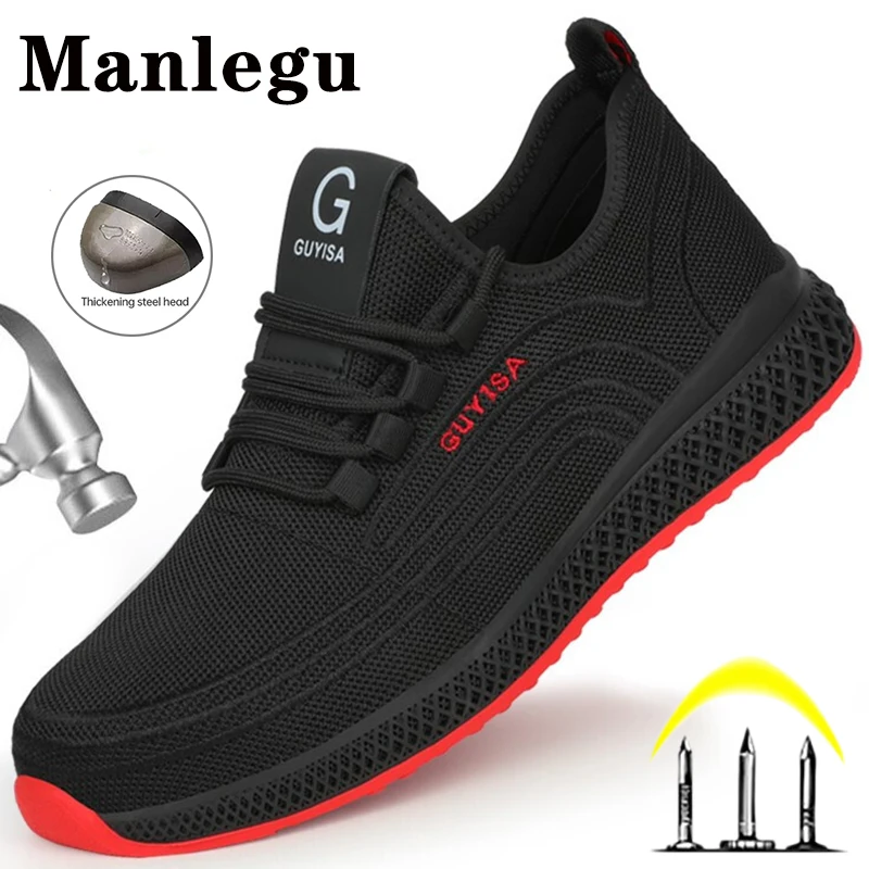

Work Safety Shoes Men Women Indestructible Shoes Steel Toe Boots Footwear Breathable Anti-Smash Work Sneakers Safety Work Boots