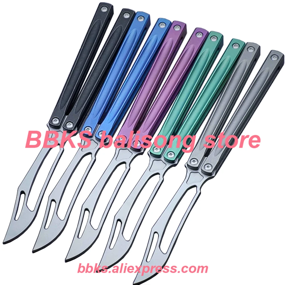 

Theone Monarch Clone Balisong Trainer Butterfly Trainer Knife Channel Titanium Handle D2 Blade Bushings System Free-swinging