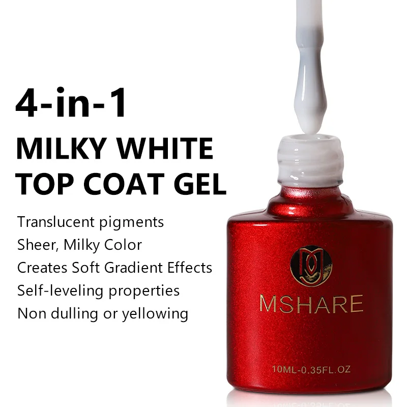 Гель-лак полупрозрачный молочный полуперманентный для ногтей 10/30 мл