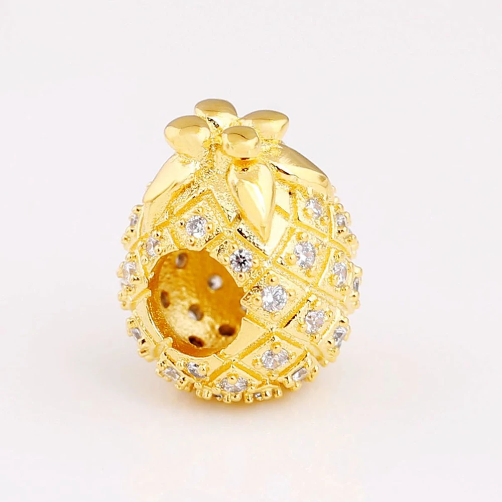 Подлинные блестящие подвески в виде ананаса подходят для женских браслетов Pandora