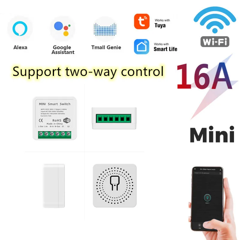 

Smart Life Tuya 16A Wifi Mini Switch DIY Smart Switch Module Light Timer Wifi Remote Control Alexa Google Home Voice Control