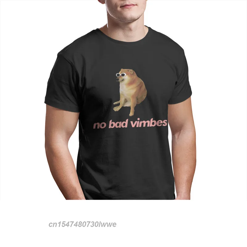 

Vaporwave Aesthetic Visual Art Style Internet Meme T-shirt For Men No Bad Vimbes Cheems T Shirt Birthday Gifts Streetwear
