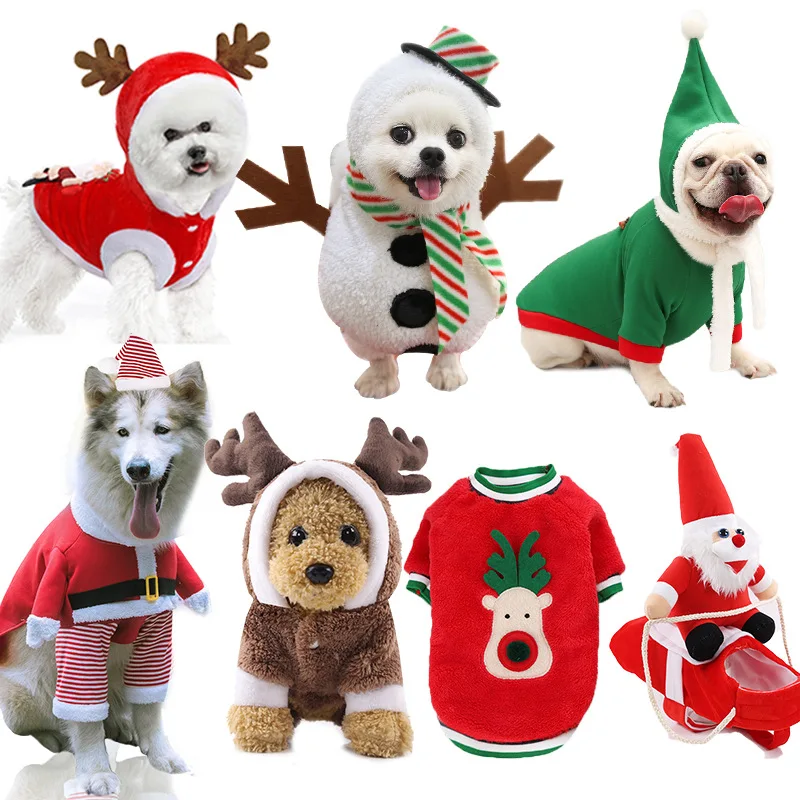Dogs Christmas Pets Clothes Cats Cotton Padded Clothes Funny Clothes Autumn and Winter Clothes Old People Elk Snow