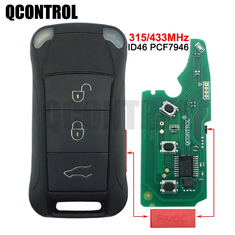 

QCONTROL button Remote Car Key Fob3 1 Buttons PANIC 433MHz PCF7946A For Por.sche Cayenne 2004 2006 2007 2008 2009 2010 2011