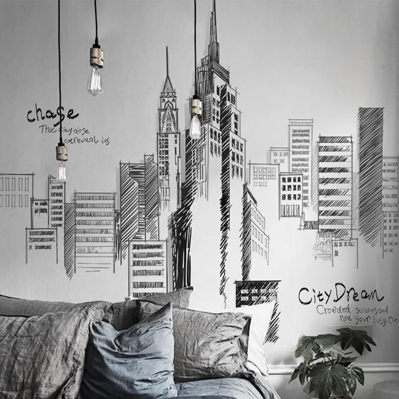 

1pc PVC Large Wall Stickers Tall City Buildings Wall Stickers for Living Room Background Mural Decal Art DIY Home Decoration