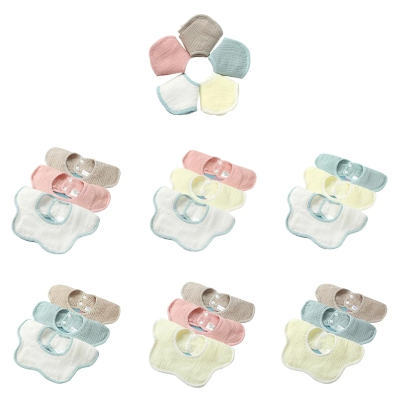 

Flower Bib for Baby Newborns Round Bibs High Absorbent Bandana Bib Neck Scarf