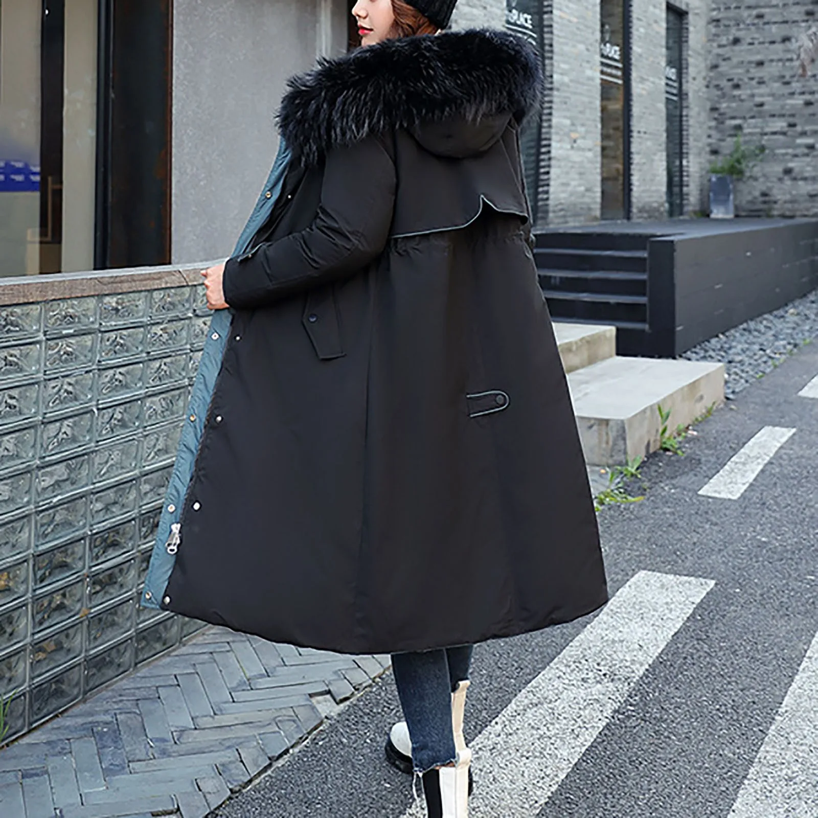 

Ladies Overcoat Cotton Coat To Overcome The Overcoat Long Sleeve Windproof Hooded Overcoat Reversible Womens Fleece Jackets Hood