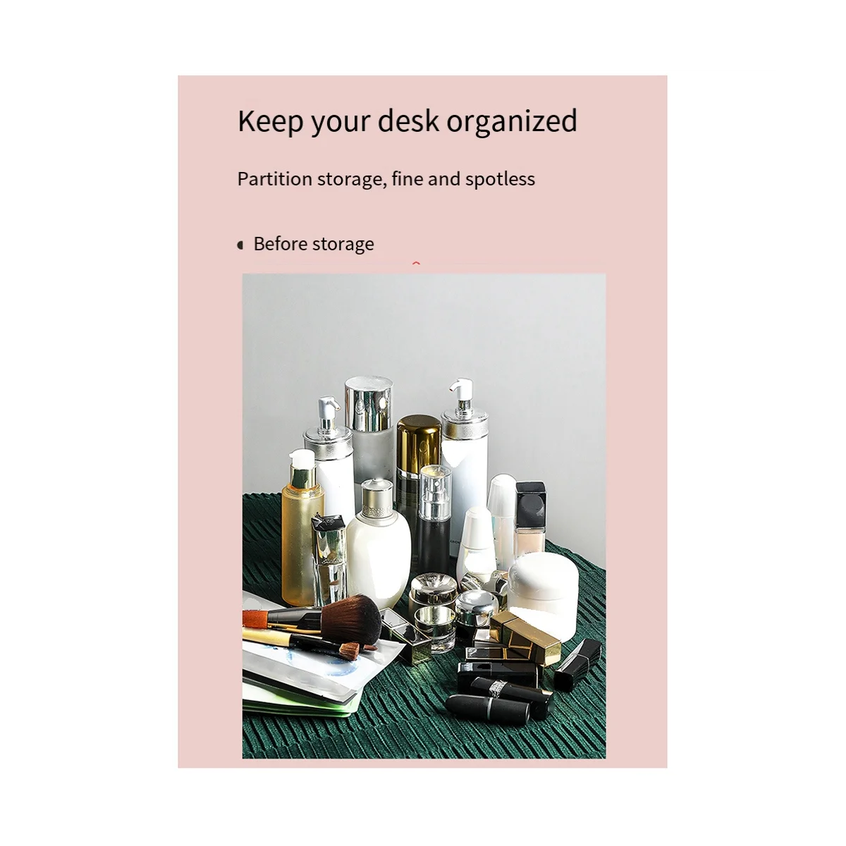 

Ящик для хранения косметики, водонепроницаемый пыленепроницаемый Настольный органайзер для косметики для ванной комнаты, ящик для хранения ухода за кожей, зеленый