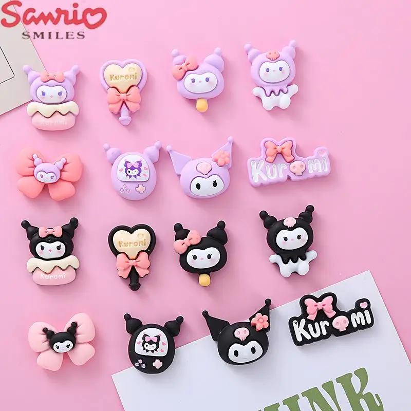 

10PCS Kawaii Sanrio DIY Kuromi Anime Cute Phone Case Accessories Water Cup Hairpin Keychain Shoes Decoration Gifts Toys for Girl