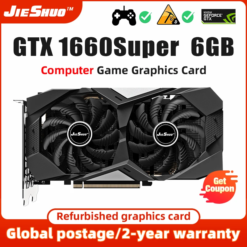 

JIESHUO GTX1660 супер 6 ГБ игровая видеокарта NVIDIA GeForce GTX 1660 супер 6G графические карты GPU Настольная компьютерная игра 1660 s 6g