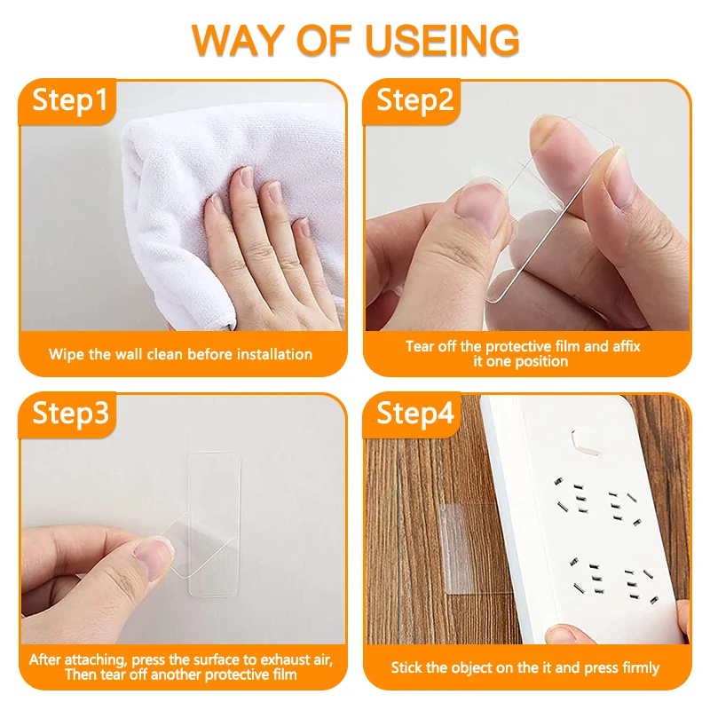 Многоразовая Волшебная двусторонняя клейкая лента Прозрачная ПВХ настенные