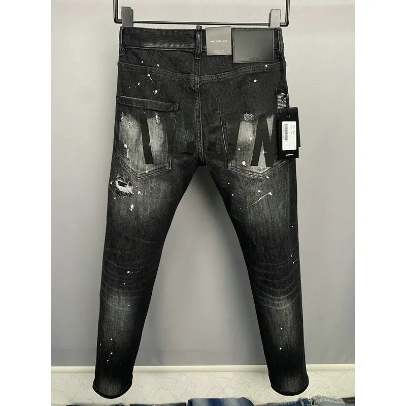 Мужские облегающие джинсы с вышивкой DSQ2 модель 2024 года D2 Стрейчевые брюки
