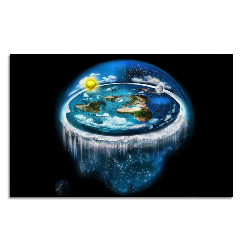 

Плоская земля с купольным художественным холстом, плакат
