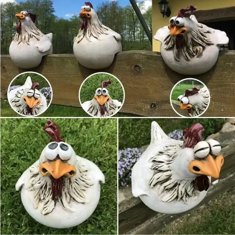 Забавный куриный забор декор статуи из смолы сад ферма двор курица скульптура