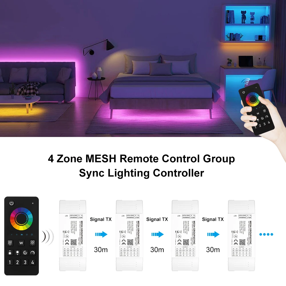 Фото tuya smart life home 12v 24v 15a диммер cct rgb светодиодная лента bluetooth wifi zigbee 5in1 контроллер xiaomi alexa кнопочный переключатель №4