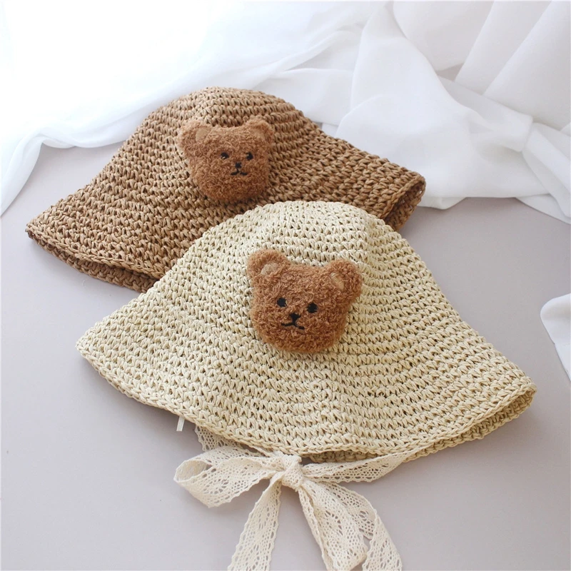

Straw Cap Wide Brim Baby Summer Hat Toddler Girls Straw Hat Gender Neutral Infant Headwear Accessories Floppy Beach Cap