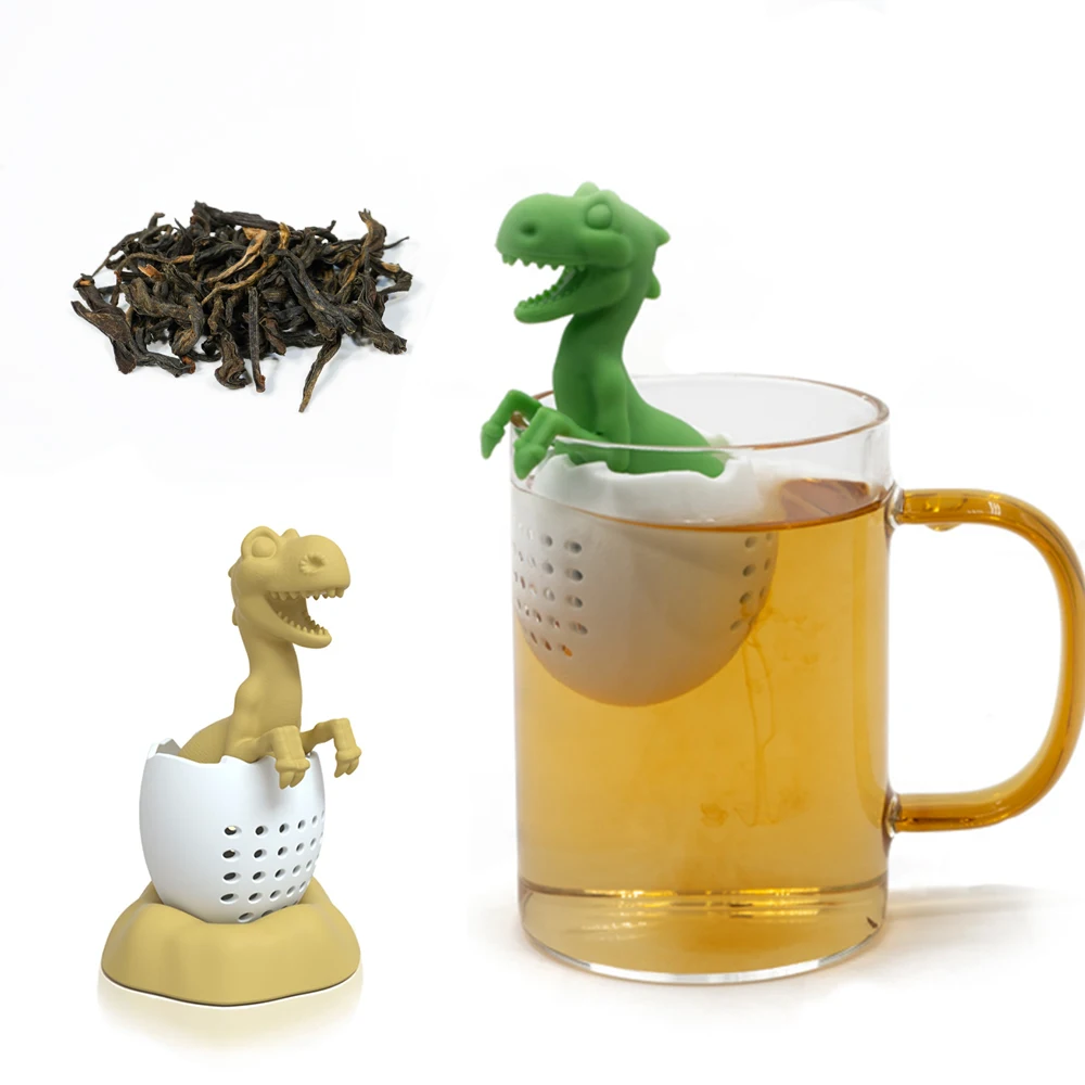 

Экологичный силиконовый чайный инфузер в форме животного, многоразовый силиконовый детский чайный инфузер в форме динозавра, фильтр для ли...