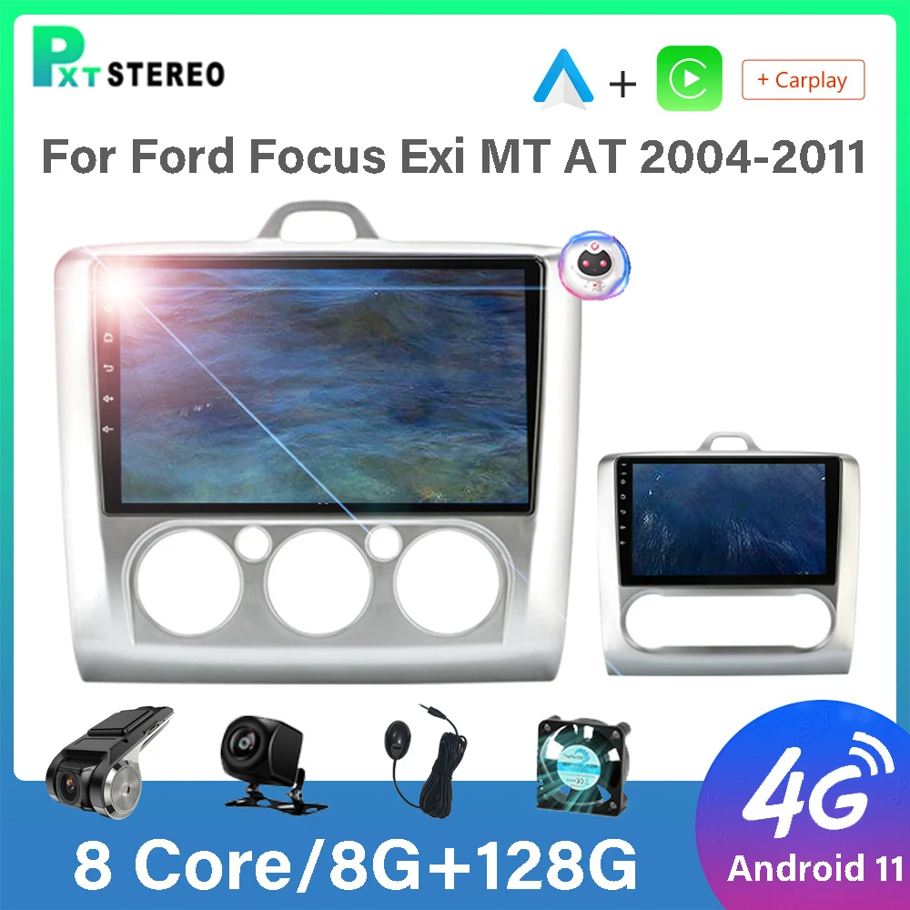 

Pxton 9" 2 Din 4G+WiFi Car Radio for Ford Focus Exi MT AT 2004-2011 Multimedia Player Android 11 GPS Navigation Head Unit 2din