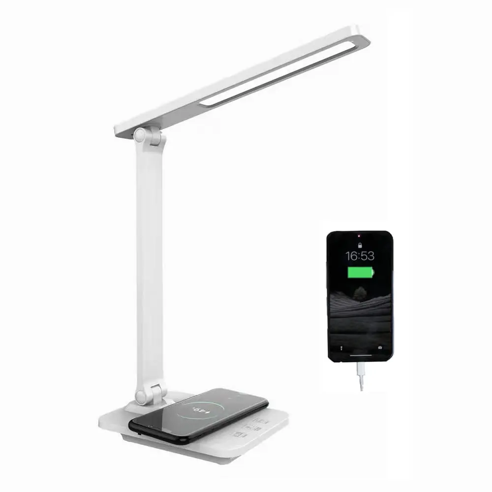 

GY wireless charging LED desk lamp, 400LM three-tone light 3000K-6000K, memory function 10W, USB charging port, eye protection
