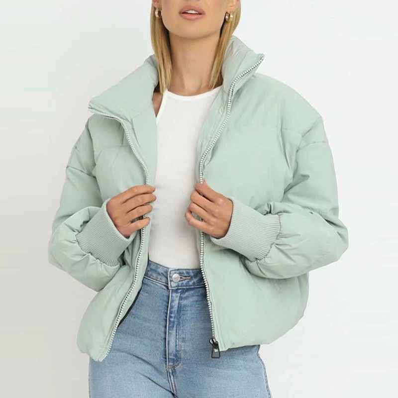 2021 Za Women Casual Solid Zipper Baseball Parkas Autumn Winter Female Fashion O Neck Streetwear Long Sleeve Bomber Jacket Parka