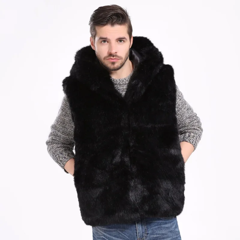 PFHQ осенне-зимний мужской жилет из искусственного меха без рукавов однотонный 2024