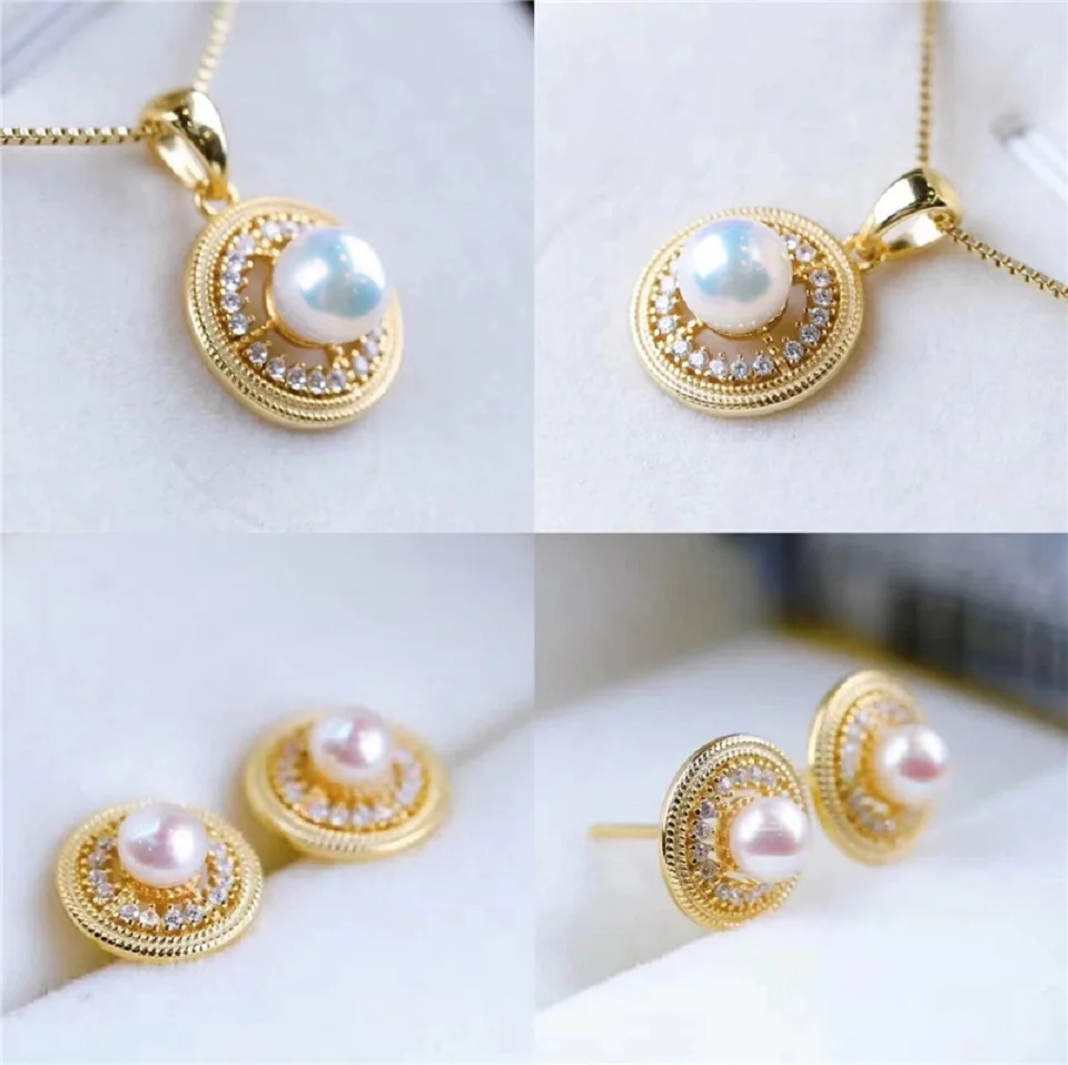 Идеальные AAAA +++ 9-10 мм Южно-морские белые жемчужины 18K золотые серьги-подвески 1 шт.